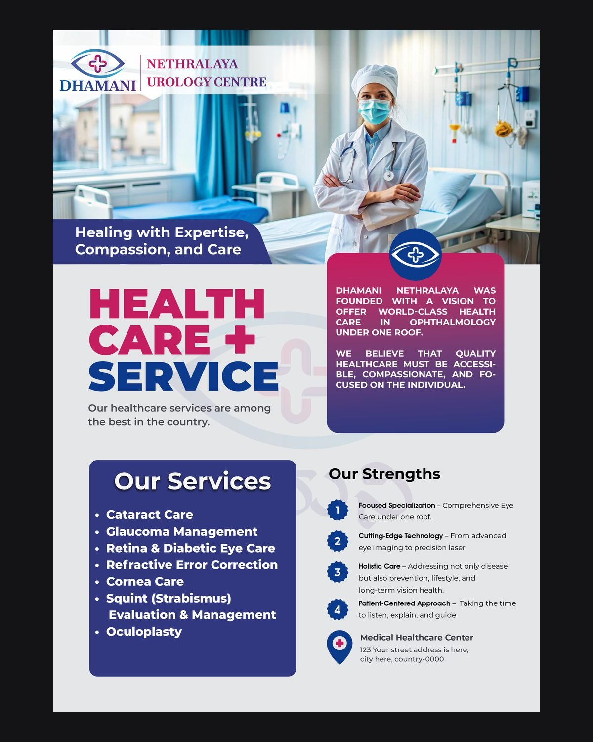 Dhamani Nethralaya flyer design by Chaarvi Designs, Mysuru