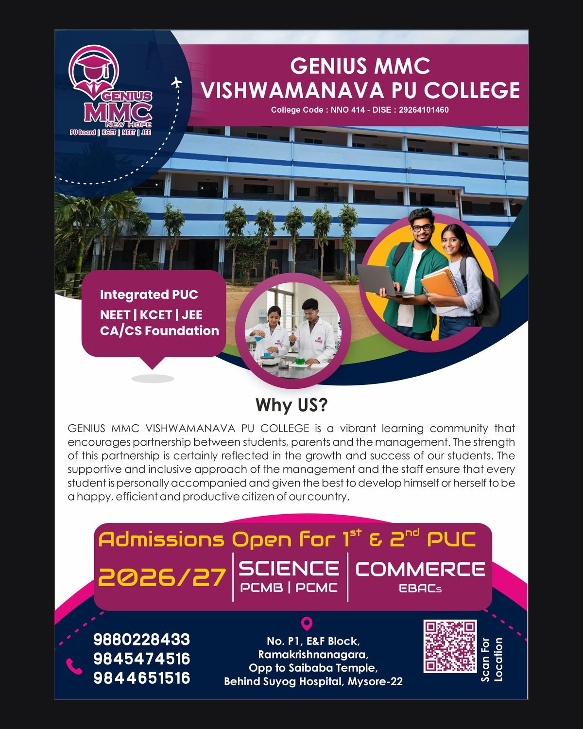 Genius MMC flyer design by Chaarvi Designs, Mysuru
