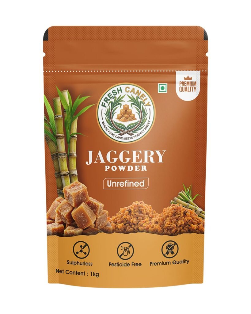 Freshcanely Jaggery packaging design by Chaarvi Designs