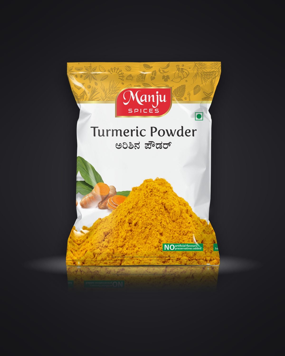 Manju Spices packaging design by Chaarvi Designs, Mysuru