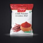 Manju Spices packaging design by Chaarvi Designs, Mysuru