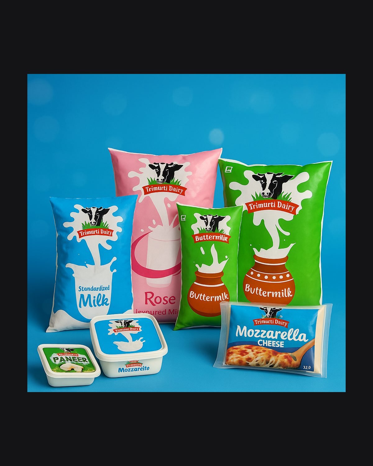 Thrimurthi Dairy packaging design by Chaarvi Designs, Mysuru