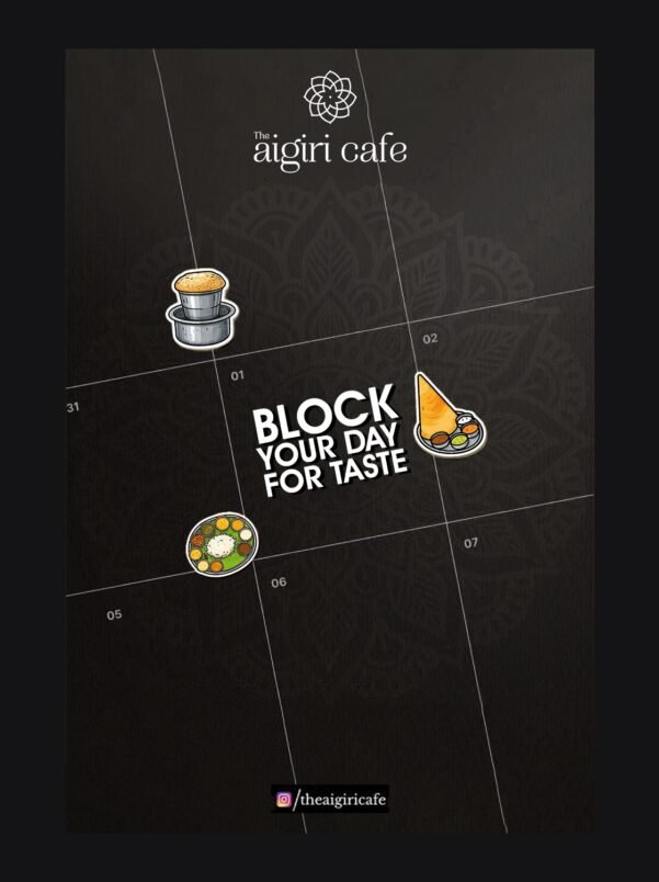 Aigiri Cafe social media design by Chaarvi Designs, Mysuru