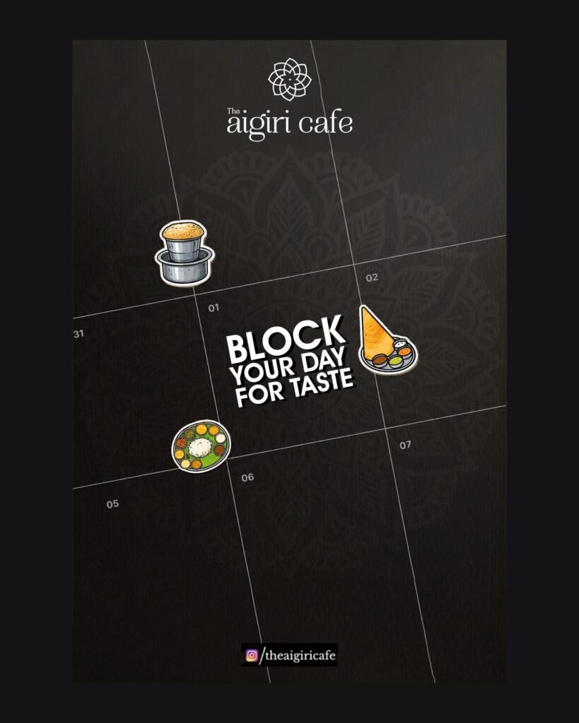 Aigiri Cafe social media design by Chaarvi Designs