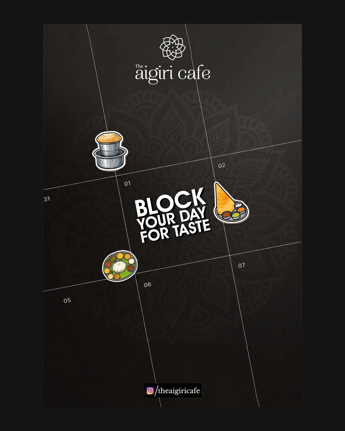 Aigiri Cafe social media design by Chaarvi Designs, Mysuru