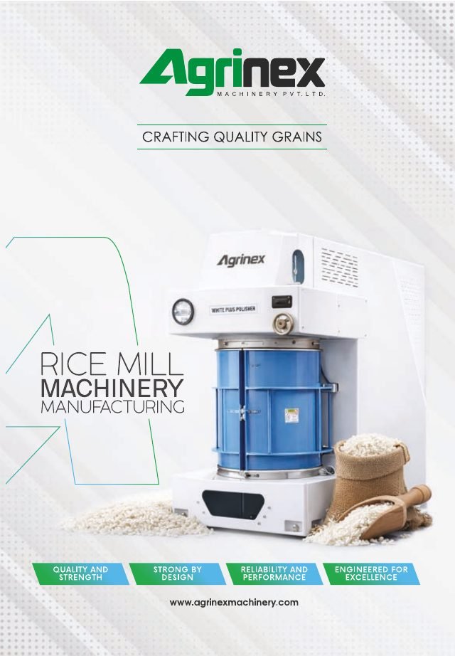 Agrinex Machinery product catalogue page 1, designed by Chaarvi Designs