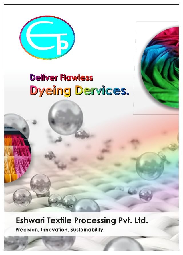 Eshwari Textile Processing company brochure page 1, designed by Chaarvi Designs
