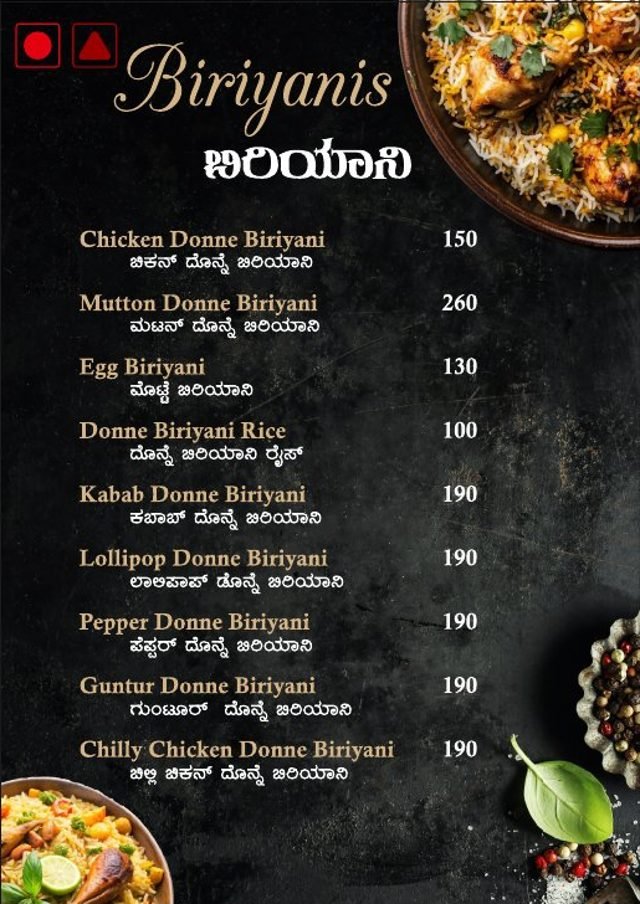Restaurant Menu Card menu card page 2, designed by Chaarvi Designs