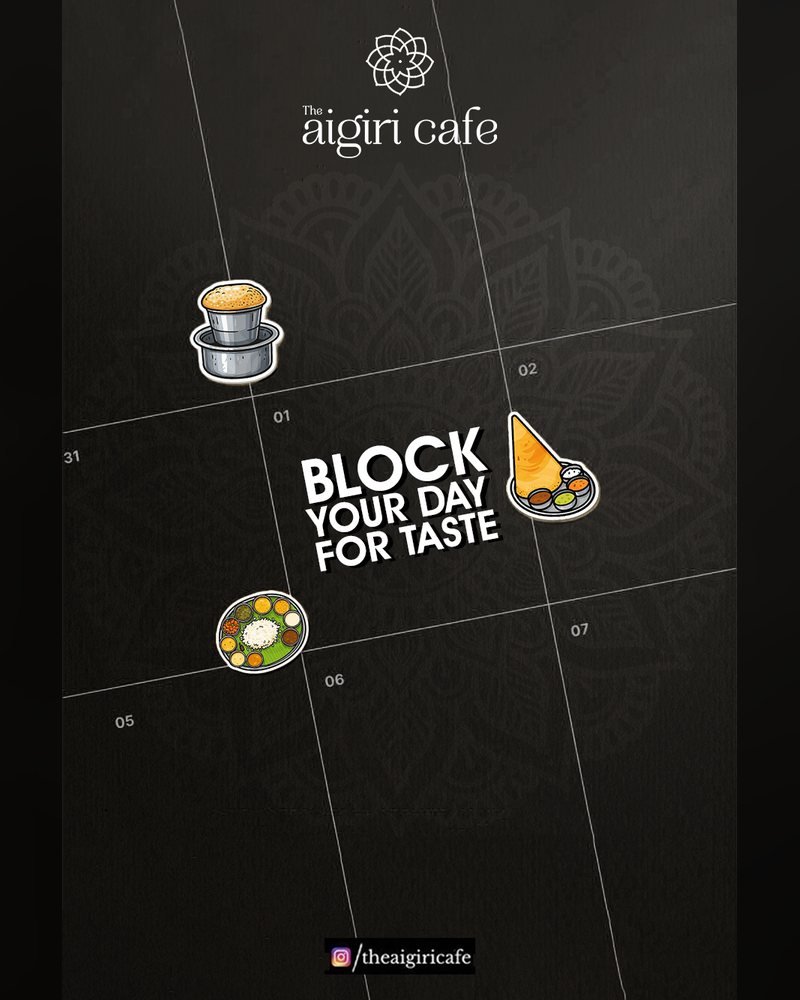 The Aigiri Cafe social media post by Chaarvi Designs 1