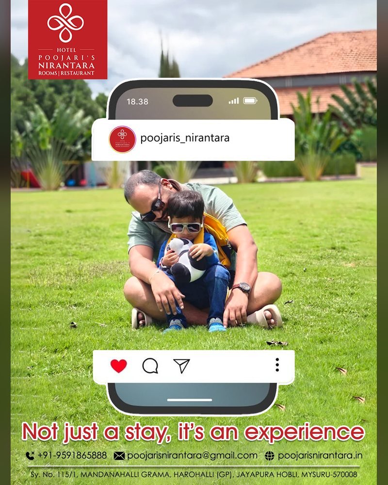 Poojari's Niranthara Resort social media post by Chaarvi Designs 3
