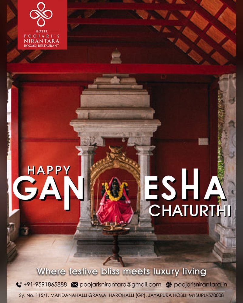 Poojari's Niranthara Resort social media post by Chaarvi Designs 8