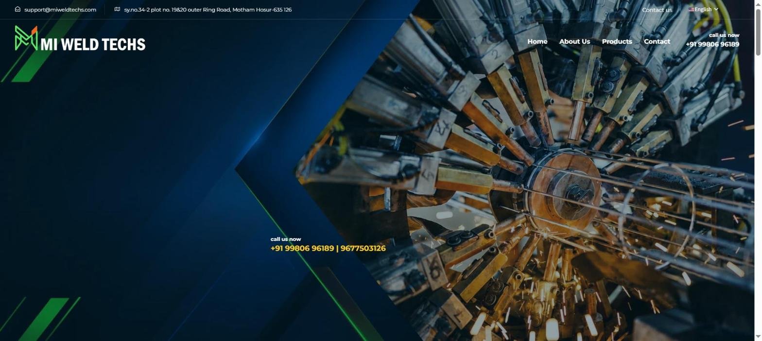 Mi Weld Techs website designed and developed by Chaarvi Designs