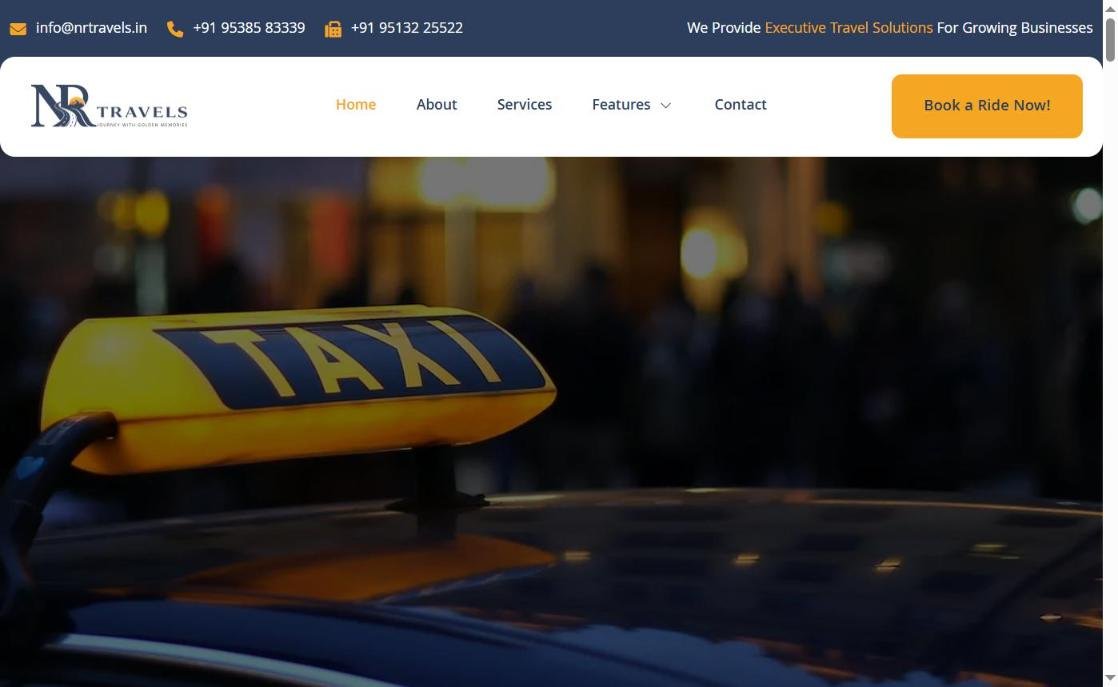 NR Travels website designed and developed by Chaarvi Designs